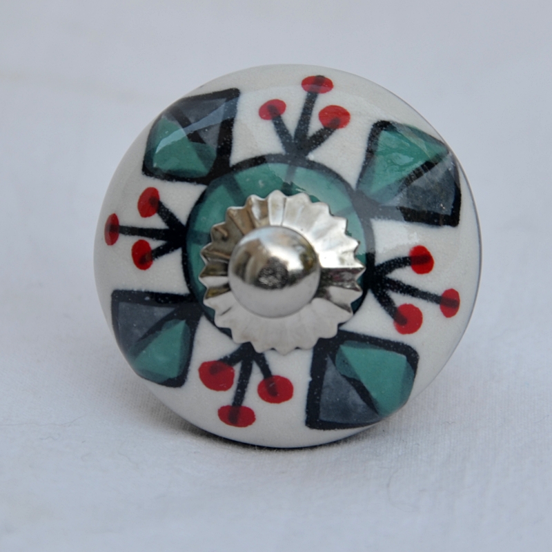 Bouton de porte en céramique, origine Inde