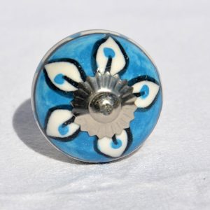 Bouton en céramique bleu turquoise