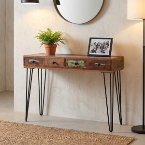console indienne en bois recyclé