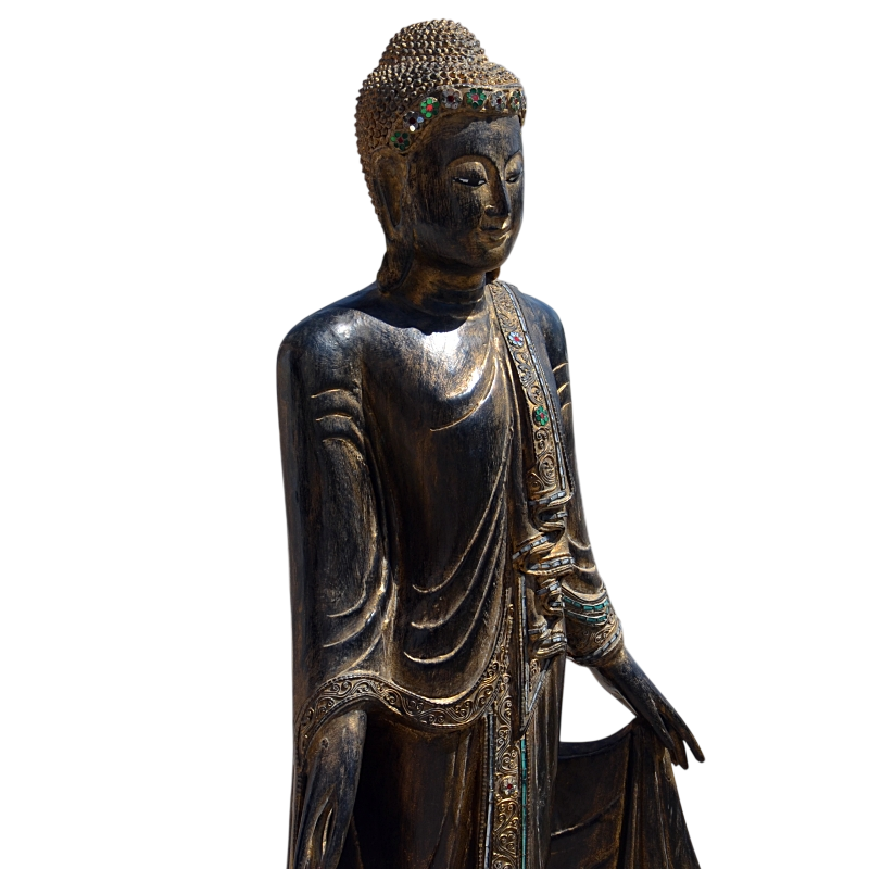 Bouddha bois de Thaïlande 150 cm – Image 3