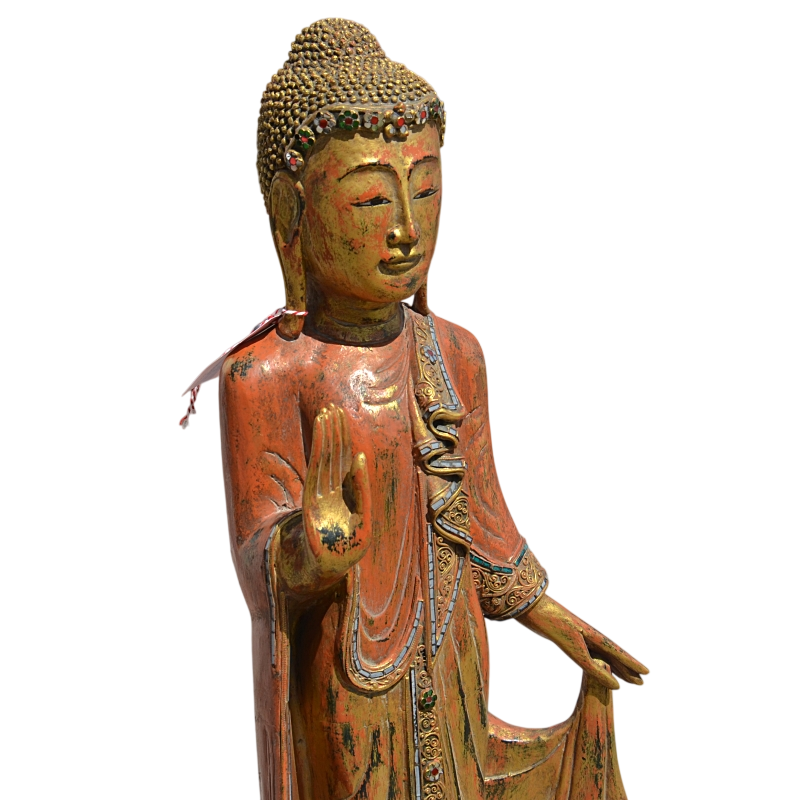 Bouddha bois de Thaïlande 121 cm – Image 3